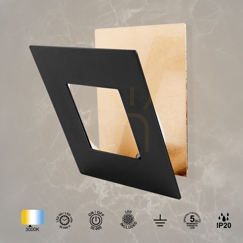 Check DALIA 8112 LED wall light black and gold 14 cm