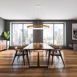Mantra NISEKO II LED ring pendant light 65 cm wood effect with remote 8575 small 2