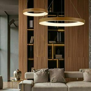 Mantra NISEKO II LED ring pendant light 65 cm wood effect with remote 8575 small 1