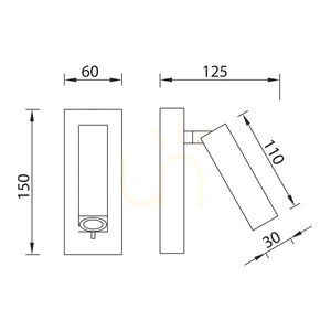 Mantra TARIFA 6072 LED reading wall light 3 W 3000 K, brass finish small 3