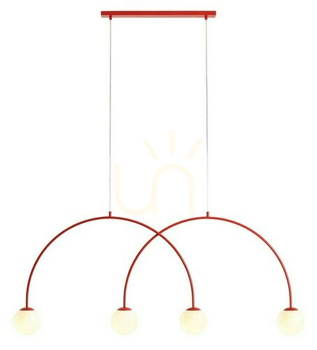 Check Aldex Una 4 Light Pendant Lamp Red Chilli Metal Glass 1116L19_L