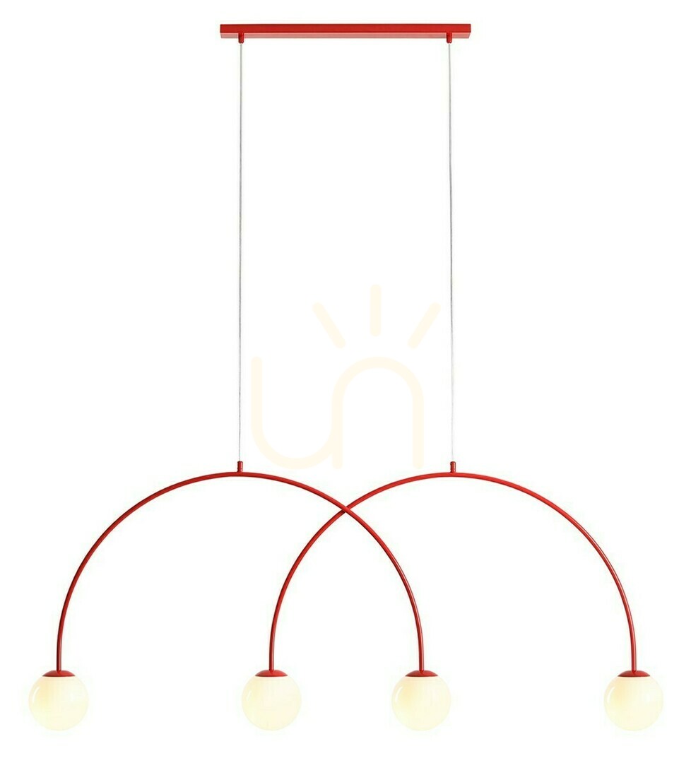 Aldex Una 4 Light Pendant Lamp Red Chilli Metal Glass 1116L19_L