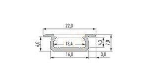 LED profile LUMINES type Z RAL1923 matt. 2 m small 1