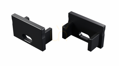 Check Black aluminium end cap with opening for LUMINES FINO/NIPO/MITO LED profiles 12-1702-10