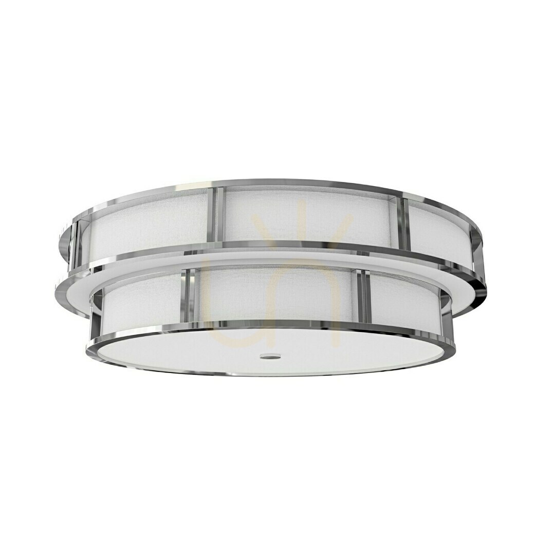 Plafon Piano Cromo 80 cm White Metal Glass Fabric Open Design Highlights