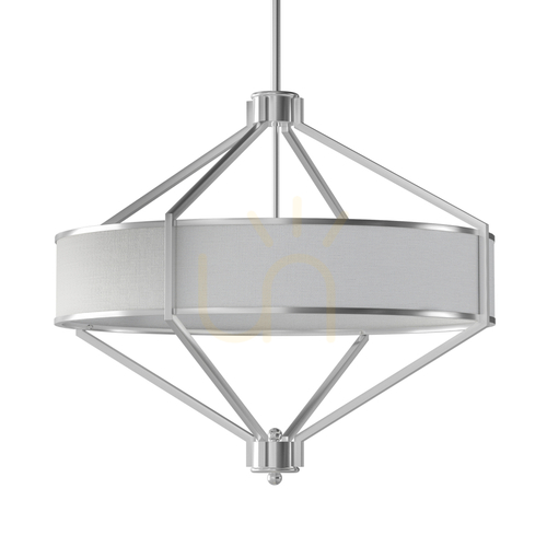 Check Pendant Light Open Design Highlights Zundo White Cream Satin Nickel 600 mm Metal Fabric