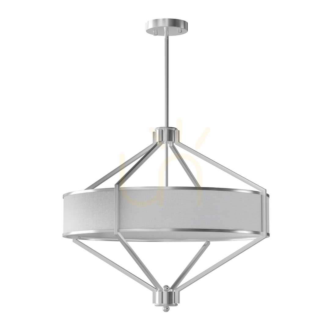 Pendelleuchte Zundo Open Design Highlights 4-flammig Cremeweiß Nickel satiniert Ø60 cm