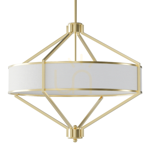 Check Zundo Pendant Light by Open Design Highlights, White Cream Satin Gold, 600 mm