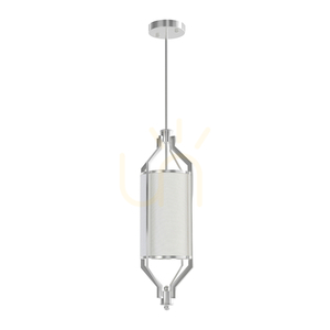 Pendant Light Open Design Highlights Zundo Satin Nickel White Fabric 20 cm E27 small 1
