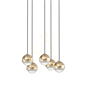 Bolicina Pendant Light Open Design Highlights Gold Transparent Glass 5-Light small 1