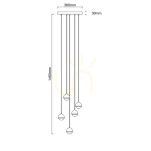 Bolicina Pendant Light Open Design Highlights Gold Transparent Glass 5-Light small 3