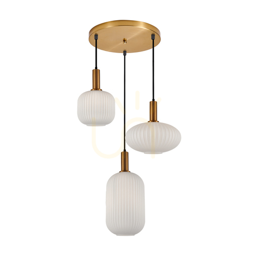 Check Italux Pendant Light Gold Glass 3xE27 Della PND-31982-3-GD
