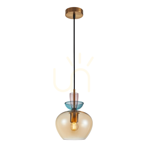 Check Pendant Light Italux Fanda Gold Amber Glass E27 19 cm PND-31882-1-GD-AMB
