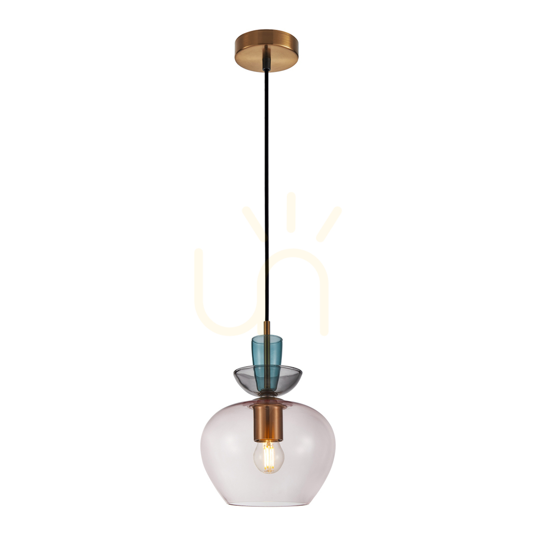 Italux Fanda Pink Glass Pendant Light E27 19 cm PND-31882-1-GD-PK