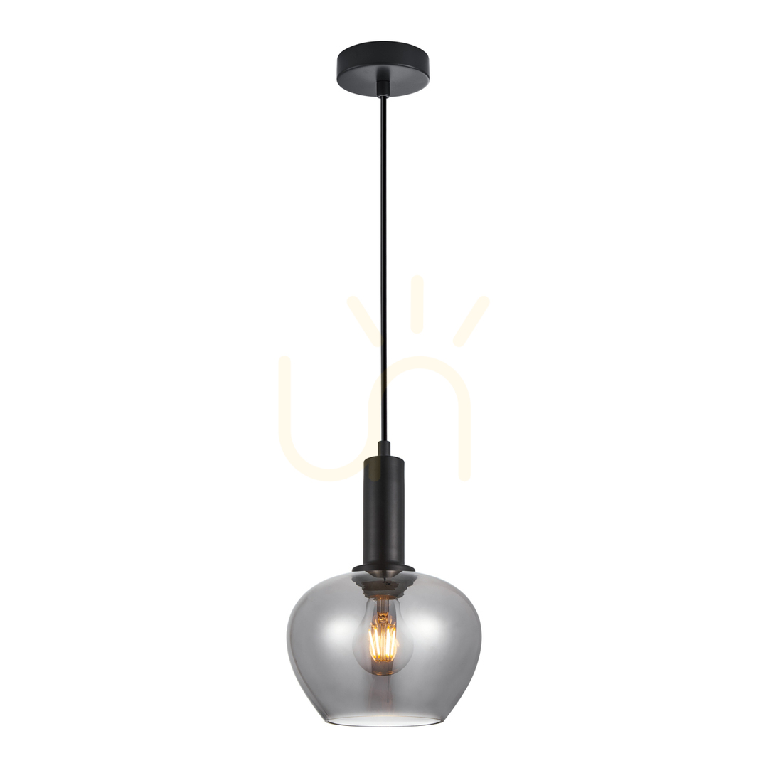 Italux Smoky Glass Black Pendant Light E27 19 cm PND-30084-1-BK-SG