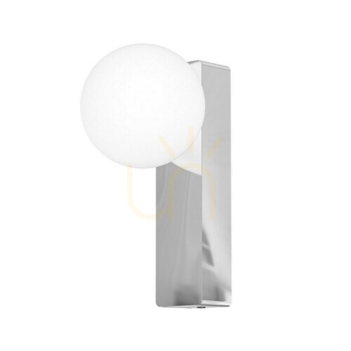 Check Boletta Opal White Chrome IP44 Wall Light by Open Design Highlights