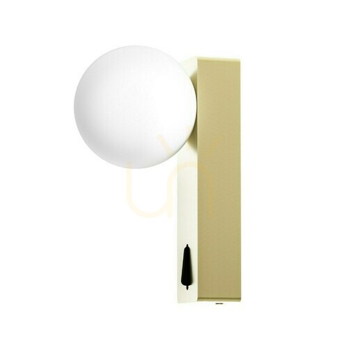 Check Wall Light Open Design Highlights Boletta White Opal Satin Gold Glass Metal G9 IP20