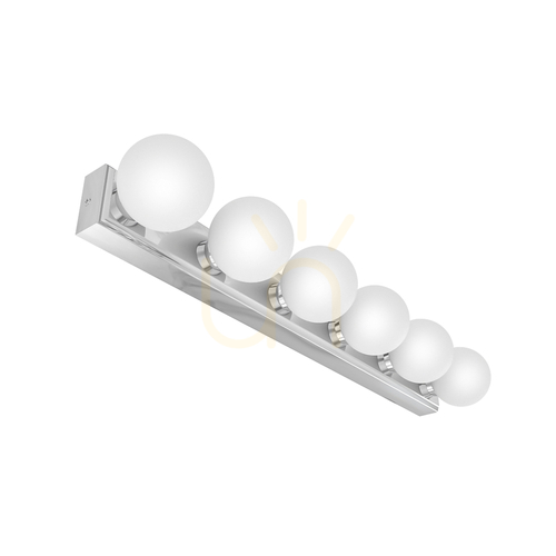 Check Wall Lamp Open Design Highlights Merino Opal White Chrome IP44 6-Light 590 mm