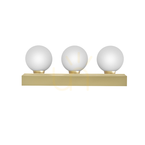 Check Wall Light Open Design Highlights Merino White Opal Satin Gold IP44 3xG9 30 cm