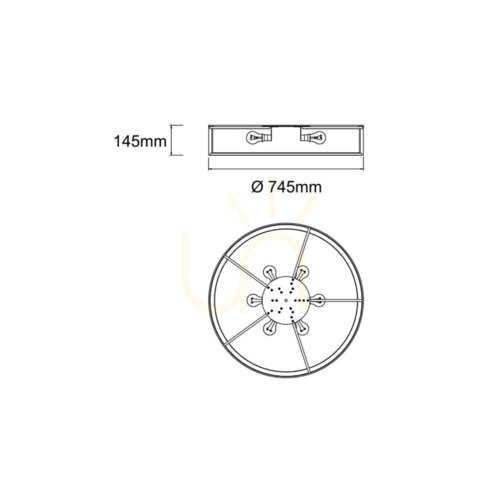 Check Plafond Open Design Highlights Zalindro 745 mm white metal glass fabric 6-light