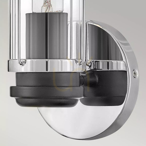 Check Masthead bathroom wall light E27 IP44 – polished chrome & black, clear glass – Hinkley / Elstead