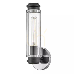 Masthead bathroom wall light E27 IP44 – polished chrome & black, clear glass – Hinkley / Elstead small 0