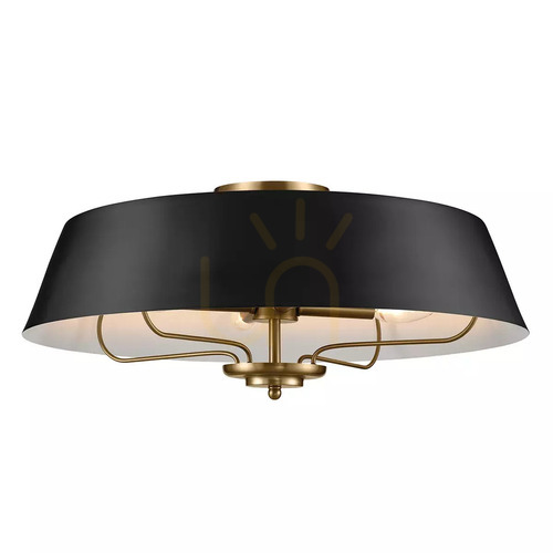 Check Luella Pendant / Semi-Flush Ceiling Light - 4 light sources - Black and Brass Elstead