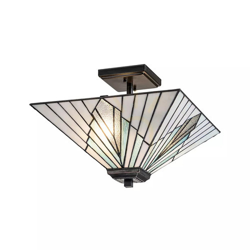 Check Alderley Pendant / Semi-Flush Ceiling Light - 2 light sources - Vintage Bronze Elstead