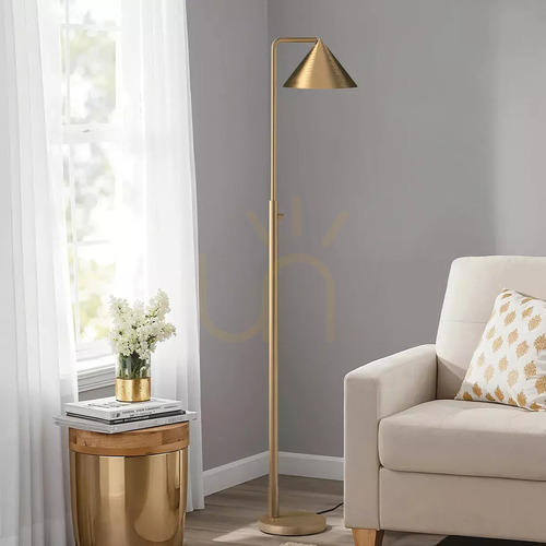 Check Remyck floor lamp - 1 light source - Brushed gold Elstead