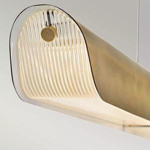 Hinkley Arco Linear LED Pendant 117 cm Heritage Brass - Elstead small 2