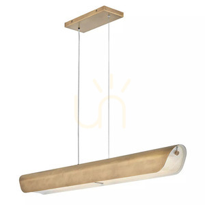 Hinkley Arco Linear LED Pendant 117 cm Heritage Brass - Elstead small 0