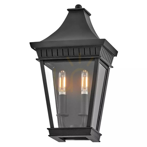 Check Chapel Hill Outdoor Half Wall Lantern - 2 Lights - Museum Black Elstead