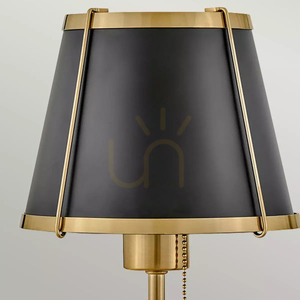 Clarke Wall Light with Pull Switch - 1 light source - Warm Brass, black shade Elstead small 4