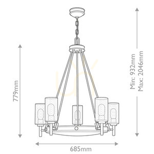 Collier chandelier - 5 light sources - Extinguished black Elstead small 4
