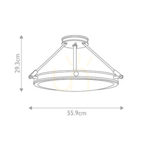 Medium Collier semi-flush ceiling light - 4 light sources - Black Oxide Elstead small 4