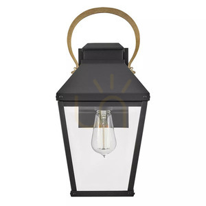 Dawson medium outdoor wall lantern - 1 light source - Black with Burnished Bronze Elstead small 1