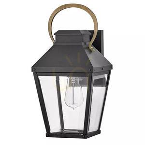 Dawson medium outdoor wall lantern - 1 light source - Black with Burnished Bronze Elstead small 6