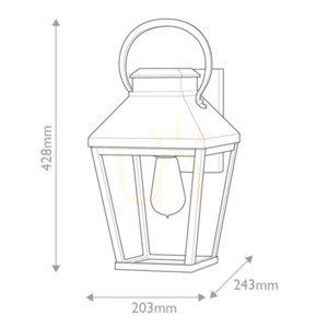 Dawson medium outdoor wall lantern - 1 light source - Black with Burnished Bronze Elstead small 7
