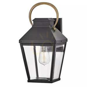 Dawson medium outdoor wall lantern - 1 light source - Black with Burnished Bronze Elstead small 0