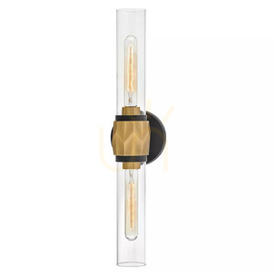 Ellison IP44 wall light - 2 light sources - black and Heritage Brass Elstead small 1
