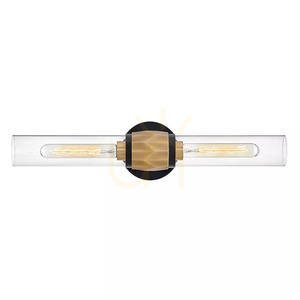 Ellison IP44 wall light - 2 light sources - black and Heritage Brass Elstead small 0