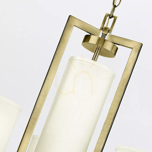 Hampton chandelier - 4 light sources - Brushed brass, linen shades Elstead small 1