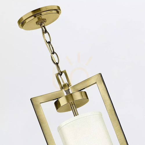 Check Hampton chandelier - 4 light sources - Brushed brass, linen shades Elstead