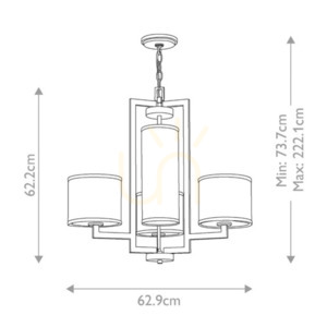Hampton chandelier - 4 light sources - Brushed brass, linen shades Elstead small 5