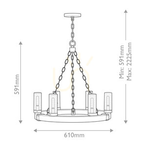 Sawyer 6 Light Exterior Chandelier - Sequoia Wood Effect, Rust Iron Elstead small 4