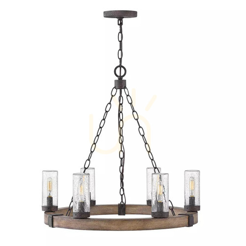 Check Sawyer pendant lantern - 6 light sources - Imitation wood Elstead