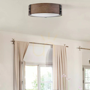 Sawyer Outdoor Flush Ceiling Light - 3 light sources - Wood effect Elstead small 3
