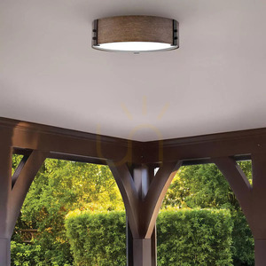 Sawyer Outdoor Flush Ceiling Light - 3 light sources - Wood effect Elstead small 4