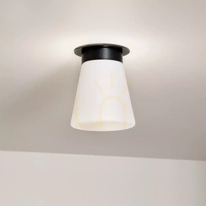 Albers Flush Ceiling Light - 1 Light - Black, Opal Glass Shade Elstead small 5