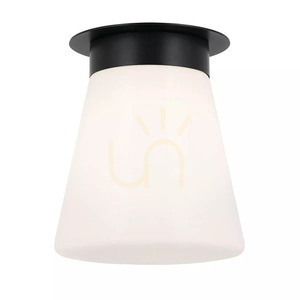 Albers Flush Ceiling Light - 1 Light - Black, Opal Glass Shade Elstead small 0